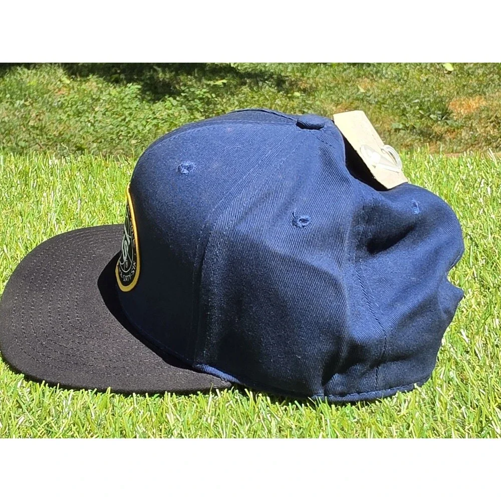 Vans Off The Wall International Sole Hat Cap Blue Black Rim Snapback Skater NWT